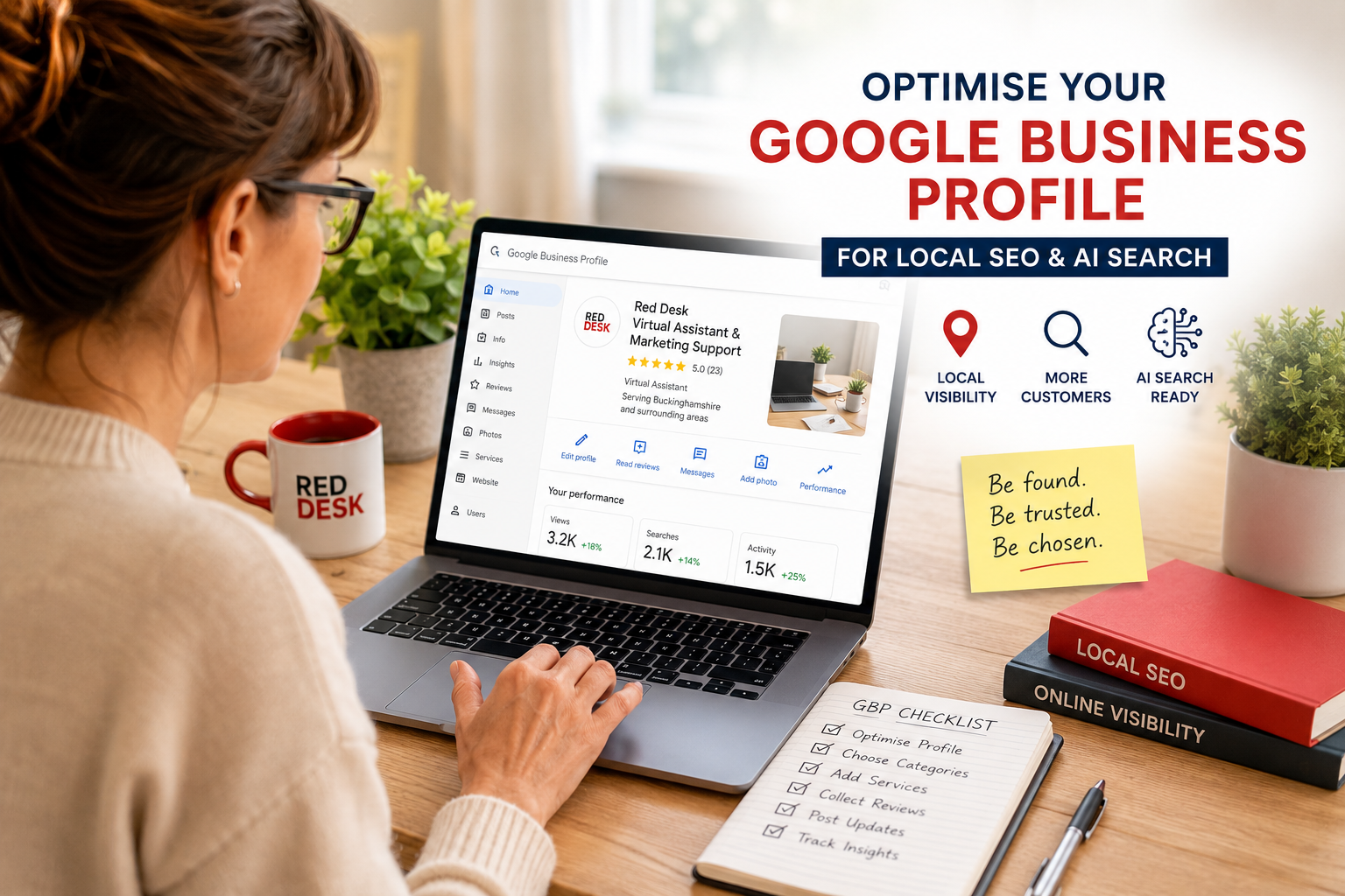 mall business owner optimising a Google Business Profile for local SEO and AI search